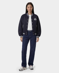 H&W Crest Oversized Varsity Jacket - Dark Navy Sporty & Rich Discount