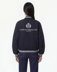 H&W Crest Oversized Varsity Jacket - Dark Navy Sporty & Rich Discount