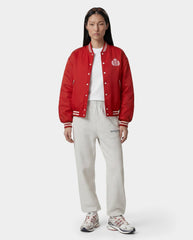 H&W Crest Oversized Varsity Jacket - Ruby Sporty & Rich For Sale