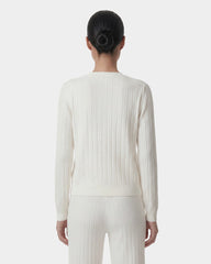 SRC Ribbed Cardigan - Ecru/Navy Sporty & Rich Online