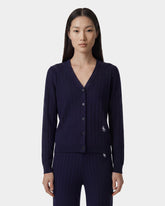 SRC Ribbed Cardigan - Dark Navy/White Sporty & Rich Discount