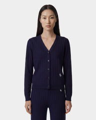 SRC Ribbed Cardigan - Dark Navy/White Sporty & Rich Discount