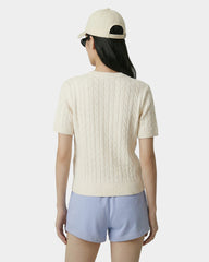 SRC Cotton Cableknit Sweater - Ecru/Navy Sporty & Rich Online