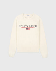 S&R Nautical Knitted Sweater - Ecru Sporty & Rich Sale
