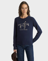Horse Knitted Sweater - Navy Sporty & Rich For Sale
