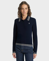 SRC Mini Cable LS Polo - Navy/Ecru Sporty & Rich Sale