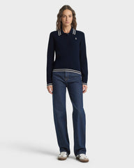 SRC Mini Cable LS Polo - Navy/Ecru Sporty & Rich Sale