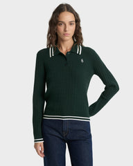 SRC Mini Cable LS Polo - Forest/Ecru Sporty & Rich Online