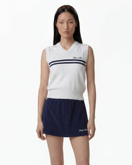 Signature Logo Knitted Vest - White Sporty & Rich Discount
