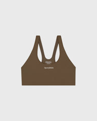 Serif Logo Sports Bra - Sand Sporty & Rich Outlet