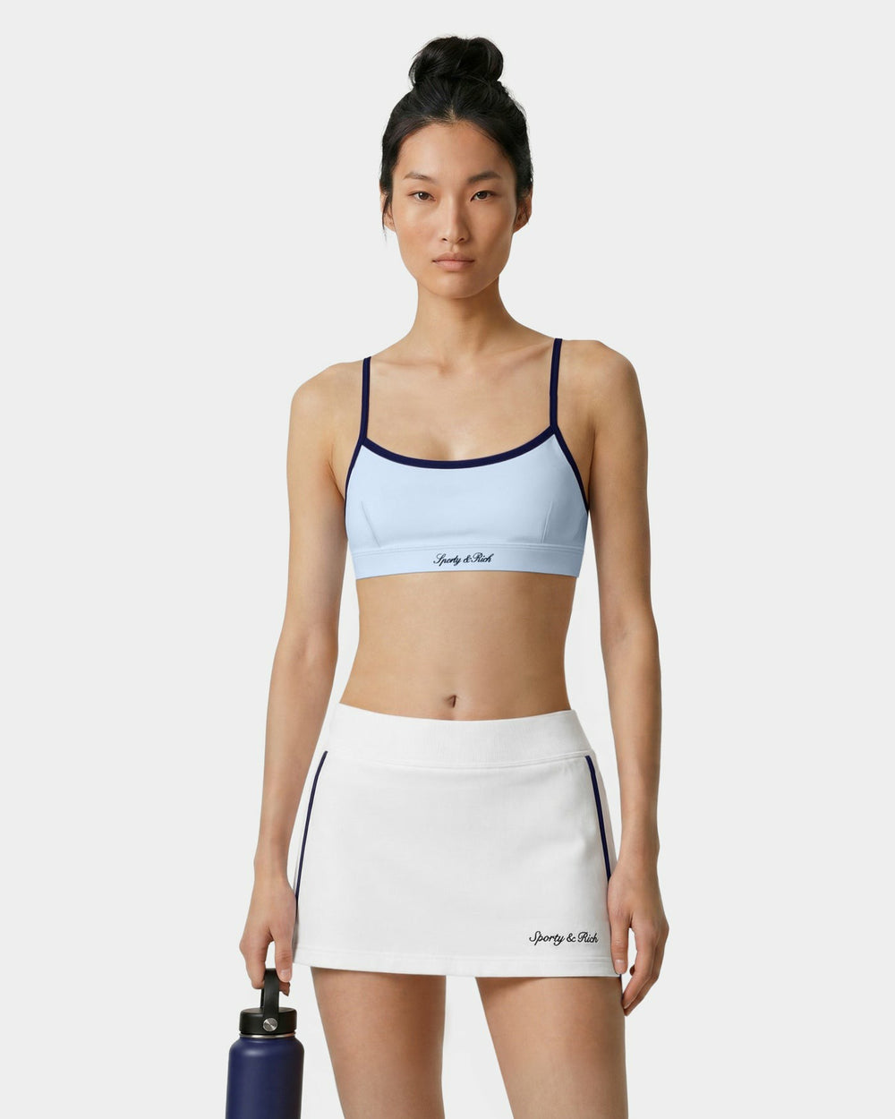 Signature Logo Athletic Bra - Ciel/Navy Sporty & Rich For Sale