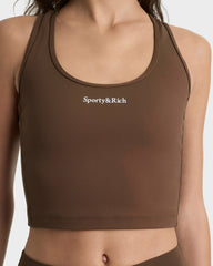 Serif Logo Sports Tank - Toffee/White Sporty & Rich Outlet