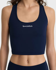 Serif Logo Sports Tank - Navy/White Sporty & Rich Discount