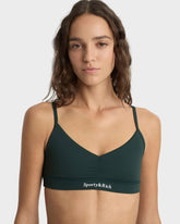 Serif Logo Mini Sports Bra - Forest/White Sporty & Rich Sale
