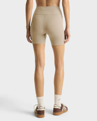 Signature Logo Biker Short - Hazelnut/White Sporty & Rich Outlet