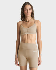 Signature Logo Biker Short - Hazelnut/White Sporty & Rich Outlet