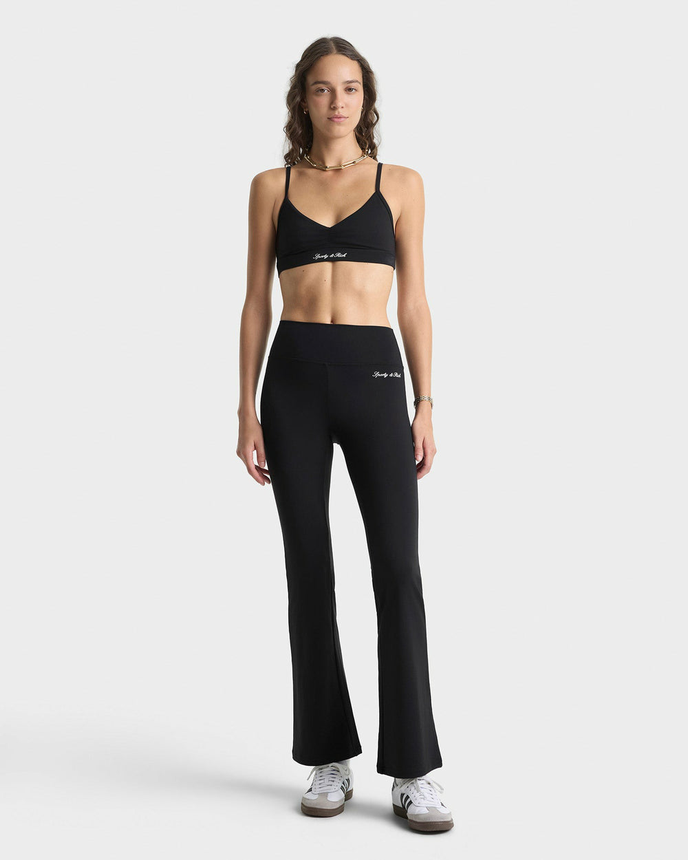 Signature Logo Flared Legging - Black/White Sporty & Rich Sale