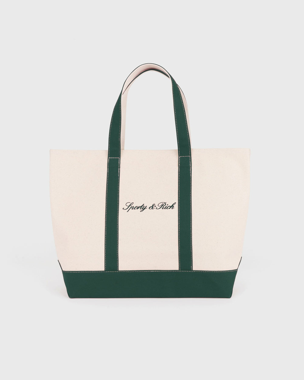 Signature Logo Large Tote - Natural/Forest Green Sporty & Rich Outlet