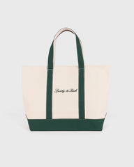Signature Logo Large Tote - Natural/Forest Green Sporty & Rich Outlet