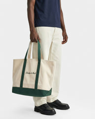 Signature Logo Large Tote - Natural/Forest Green Sporty & Rich Outlet
