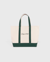 Signature Logo Medium Tote - Natural/Forest Green Sporty & Rich Online