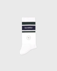 Serif Logo Socks - White/Forest/Navy Sporty & Rich US