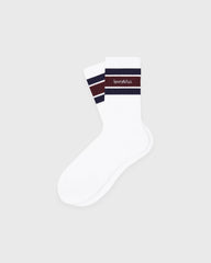 Serif Logo Socks - White/Navy/Bordeaux Sporty & Rich Sale