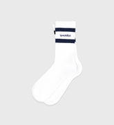 Serif Logo Socks - White/Navy Sporty & Rich Sale