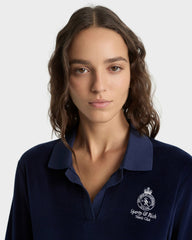 Crown Tennis Velour Polo - Navy/Ecru Sporty & Rich For Sale