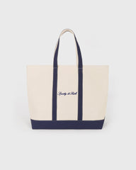 Signature Logo Large Tote - Natural/Dark Navy Sporty & Rich Online