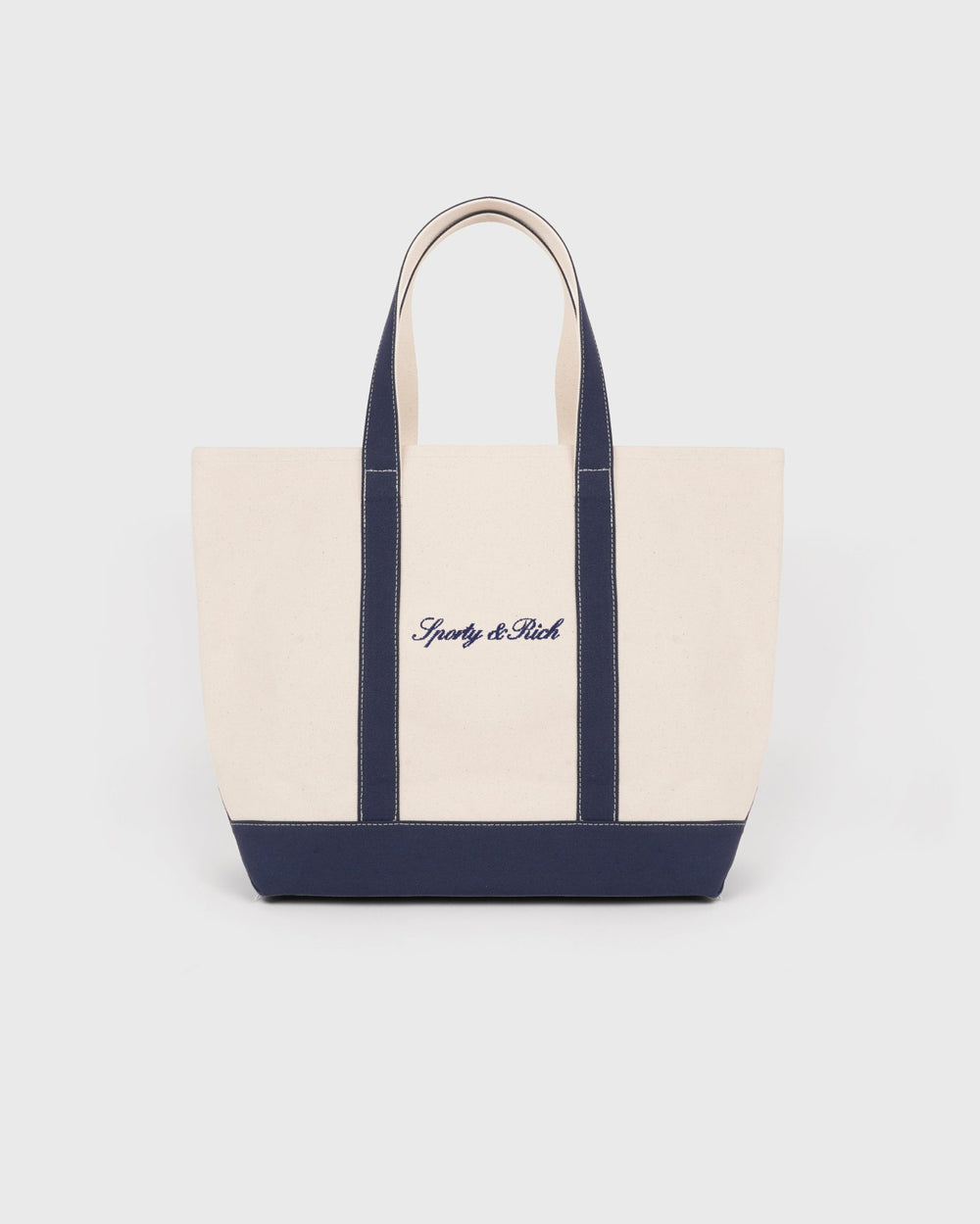 Signature Logo Medium Tote - Natural/Dark Navy Sporty & Rich Discount