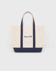 Signature Logo Medium Tote - Natural/Dark Navy Sporty & Rich Discount