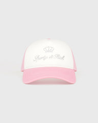Juicy Crown Trucker Hat - White/Rose Sporty & Rich For Sale