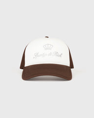 Juicy Crown Trucker Hat - White/Chocolate Sporty & Rich Outlet