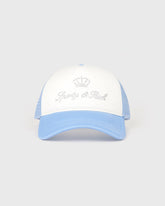 Juicy Crown Trucker Hat - White/Sky Blue Sporty & Rich US