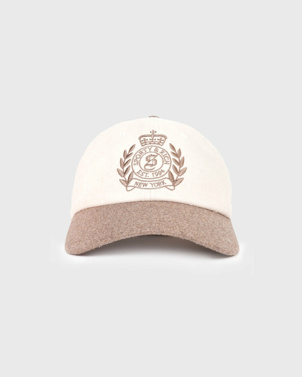 NY Crest Wool Hat - Ecru/Toffee Sporty & Rich For Sale