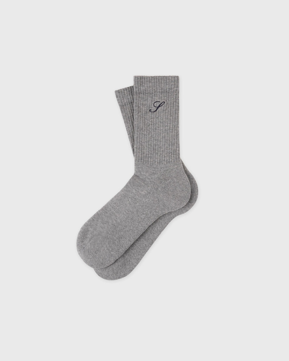 S Logo Wide Rib Cotton Socks - Heather Gray Sporty & Rich For Sale