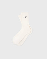S Logo Wide Rib Cotton Socks - Ecru Sporty & Rich Outlet