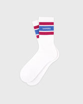 Serif Logo Socks - White/Berry/Azure Sporty & Rich Outlet