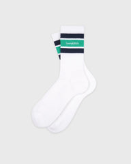 Serif Logo Socks - White/Spring Green/Light Navy Sporty & Rich US