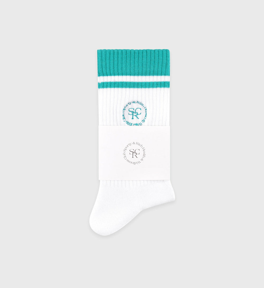 SRHWC Socks - White/Spring Green Sporty & Rich Outlet