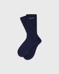 Signature Logo Rib Socks - Navy Sporty & Rich US