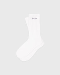 Signature Logo Rib Socks - White Sporty & Rich Sale