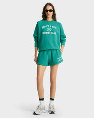 Varsity Crest Soft Crewneck - Spring Green/White Sporty & Rich Discount
