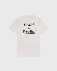 Health Is Wealth T-Shirt - Heather Gray/Navy Sporty & Rich US