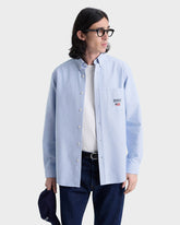 Nautical Oversized Oxford Shirt Men - Blue Sporty & Rich Sale