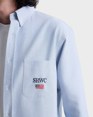 Nautical Oversized Oxford Shirt Men - Blue Sporty & Rich Sale