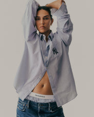 Yankees Serif Oversized Shirt - Navy Striped Sporty & Rich For Sale