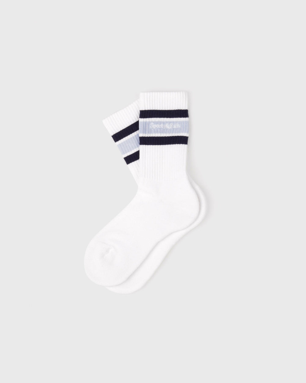 Serif Logo Kids Sock - White/Navy/Ciel Sporty & Rich Outlet
