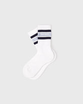 Serif Logo Kids Sock - White/Navy/Ciel Sporty & Rich Outlet